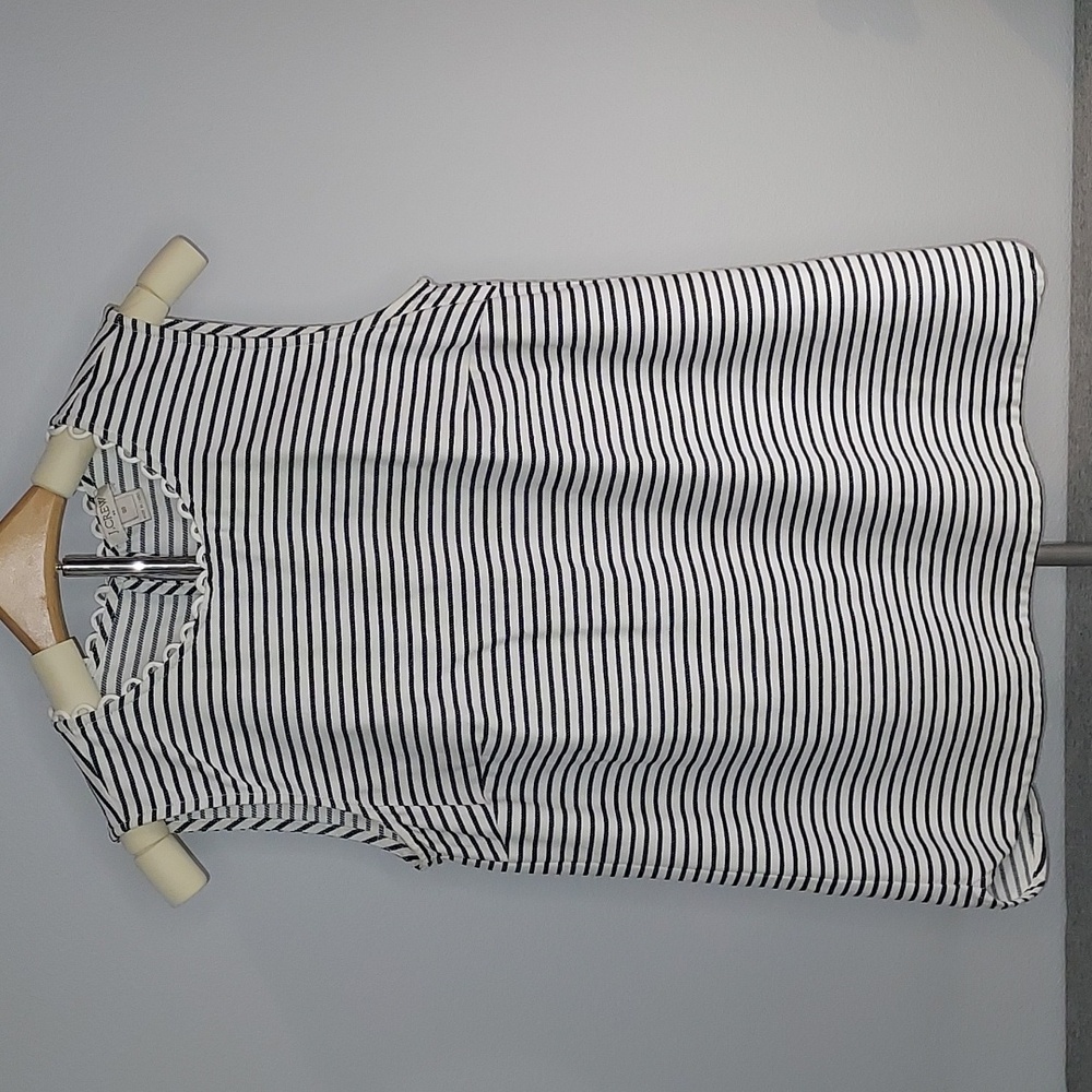 J.Crew White Navy Striped Nautical Scallop Cord Trim Boat Neck Tank Top Size 00